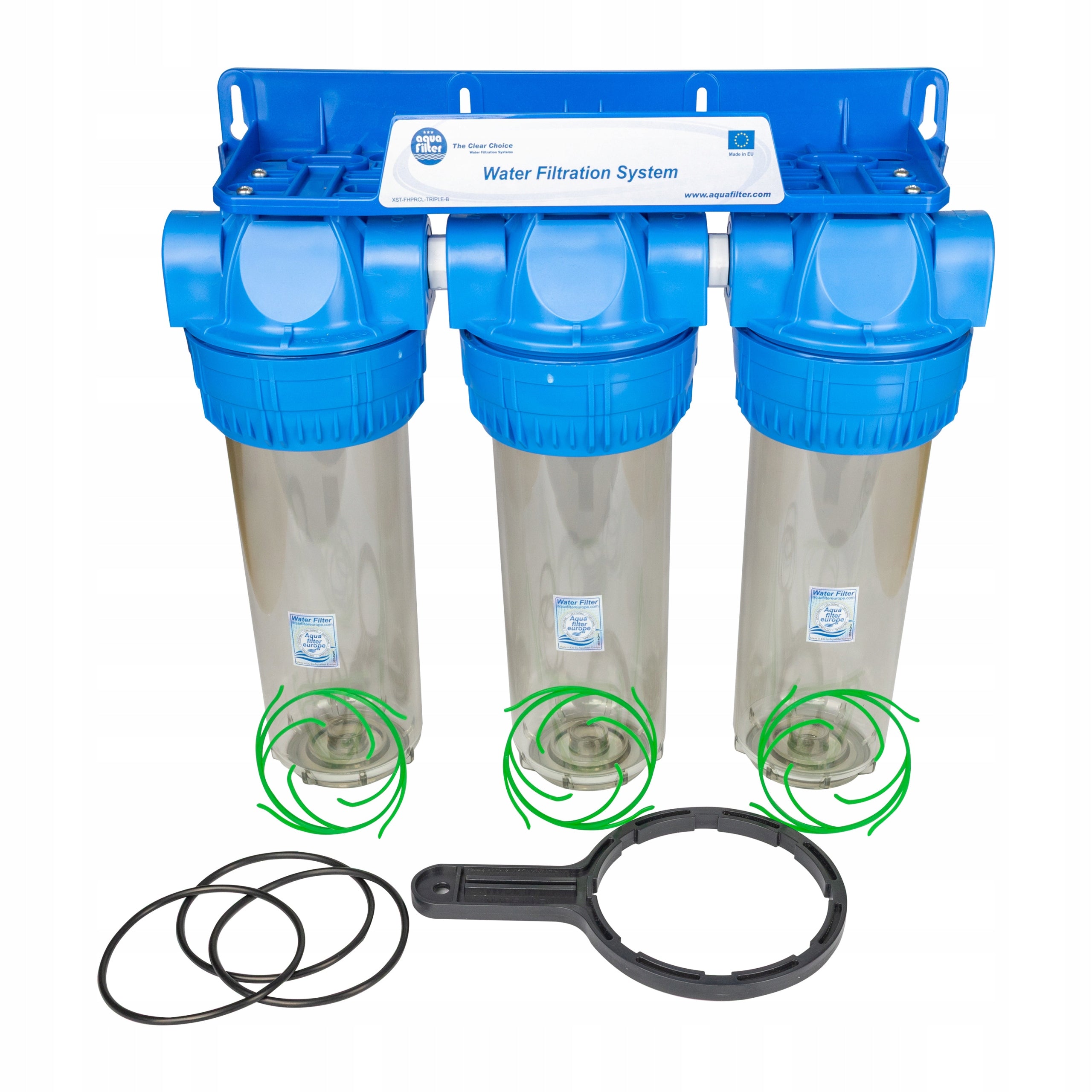 Triple filter 3-piece 10” set 3/4” Aquafilter FHPRCL34-3B-TRIPLE
