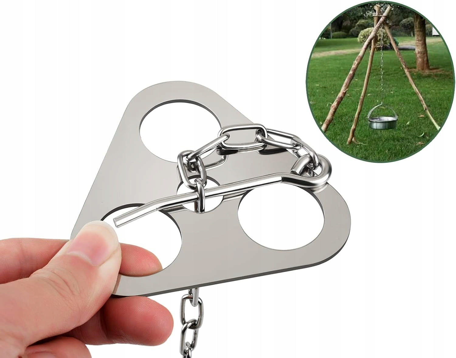 Tripod for hearth tourist grate with chain survival hearth Packaging status original