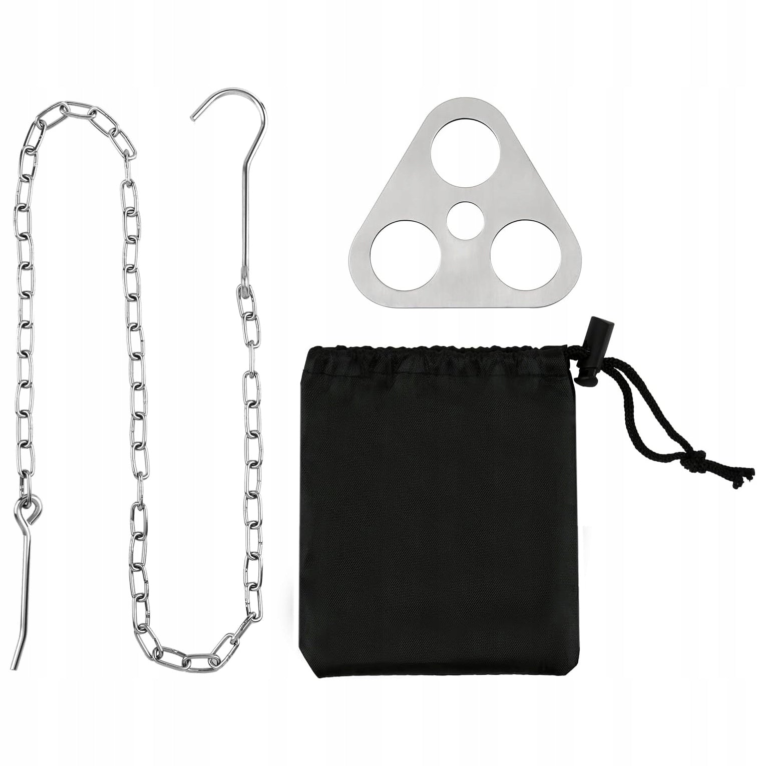 Tripod for hearth tourist grate with chain survival hearth