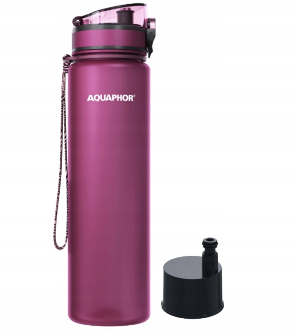 Tritan Filter Bottle Aquaphor City 1L Burgundy + 1 Filter + BRUSH Packaging status original