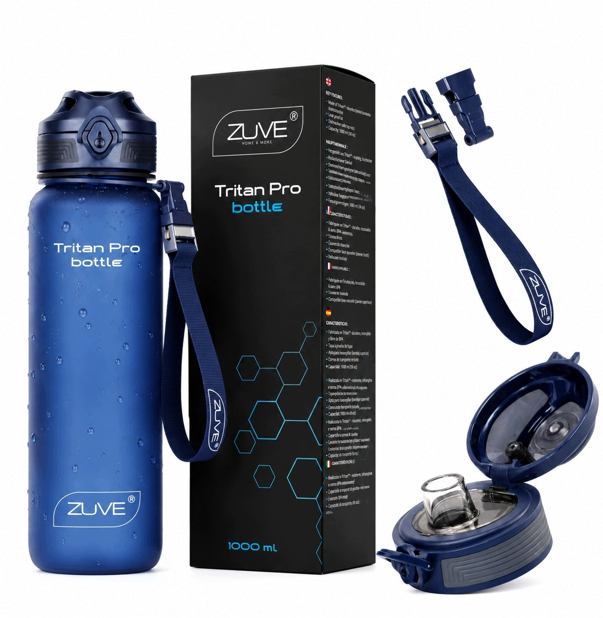 Tritan Sports Bottle 1000 ml TritanPro BPA Free Original Bottle ZUVE