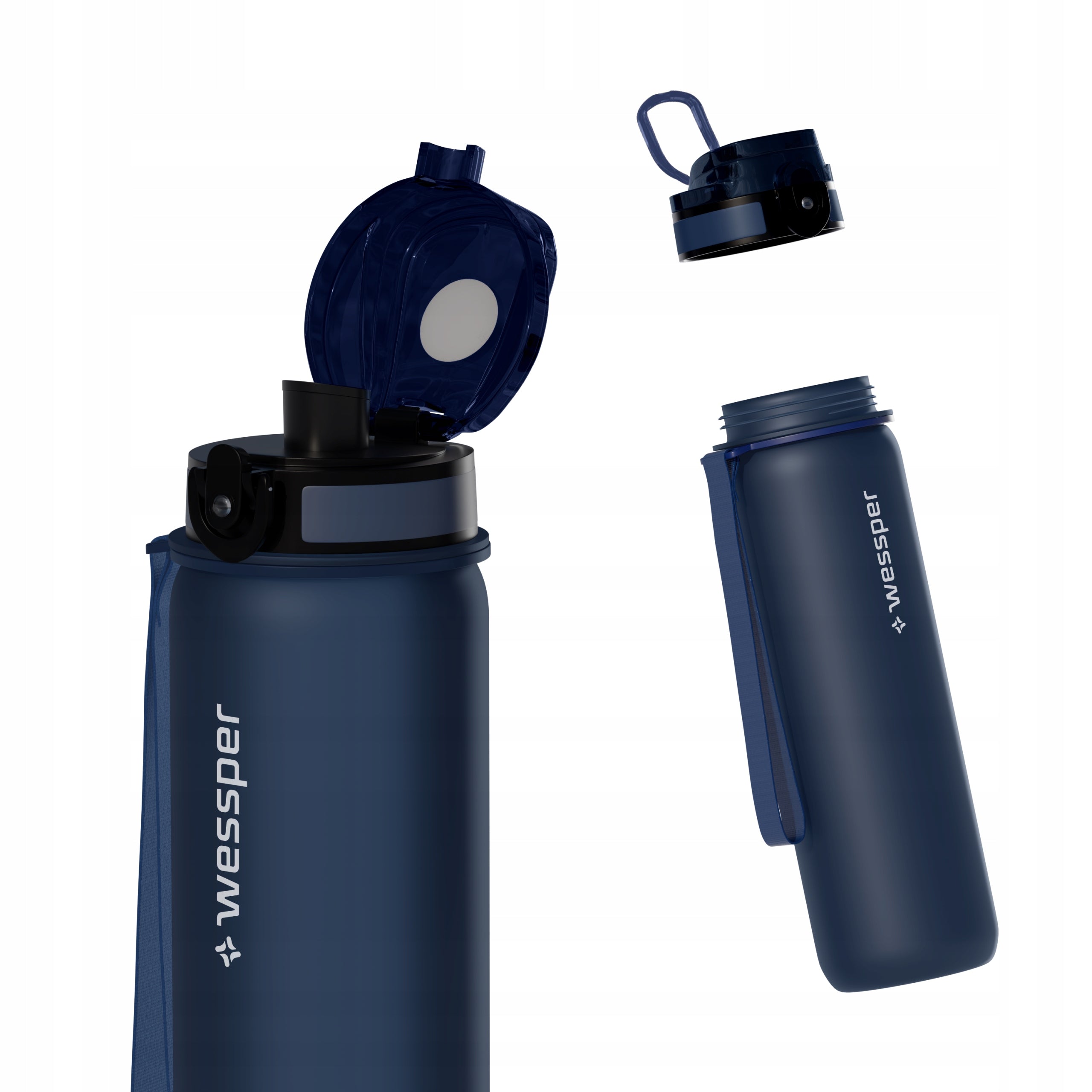 Tritan water bottle | Water bottle Wessper 1000 ml with mouthpiece 1l Color blue