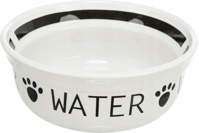 Trixie Ceramic bowl Water for dog white/black 0.6l/15cm