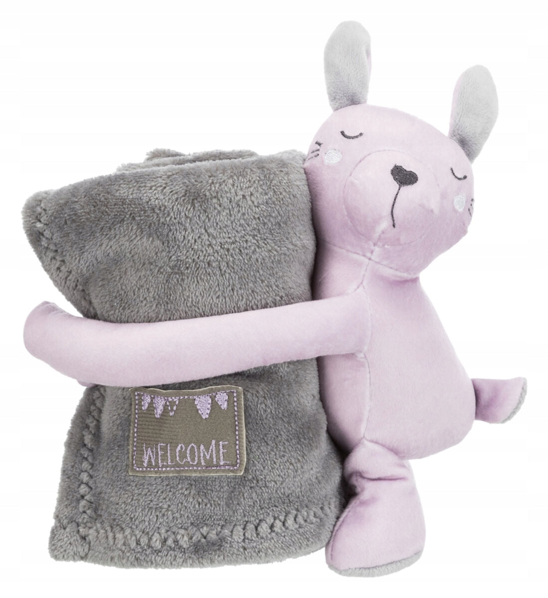 Trixie Junior Rabbit Set with Blanket, Plush, 75 x 50 cm, Grey/Lilac Product width 50 cm