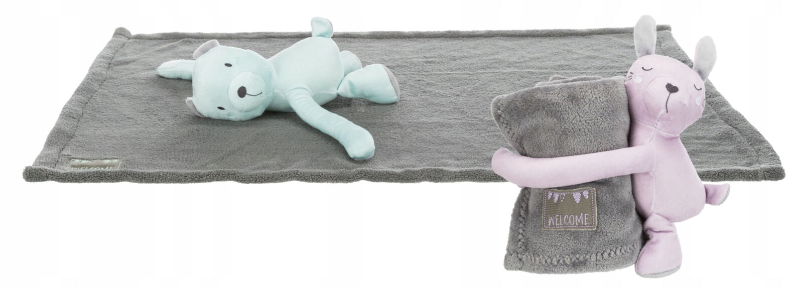 Trixie Junior Rabbit Set with Blanket, Plush, 75 x 50 cm, Grey/Lilac