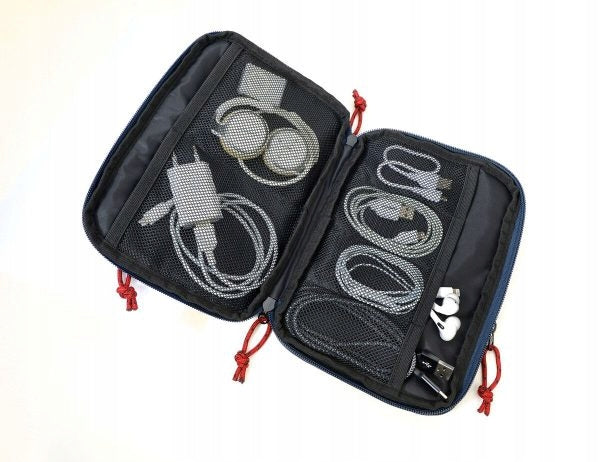 Troika recycled cable organizer rPET navy blue gift for guy Manufacturer code BGO44/DB