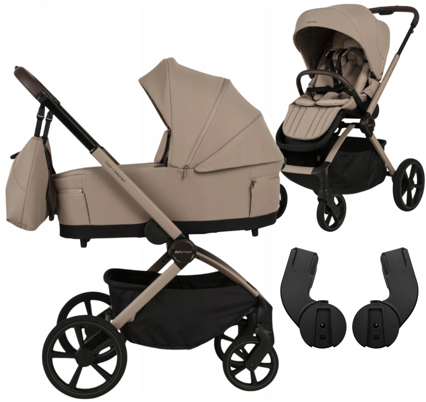 Trolley Adamex Como 2in1 Natura Latte folding gondola stroller adapters