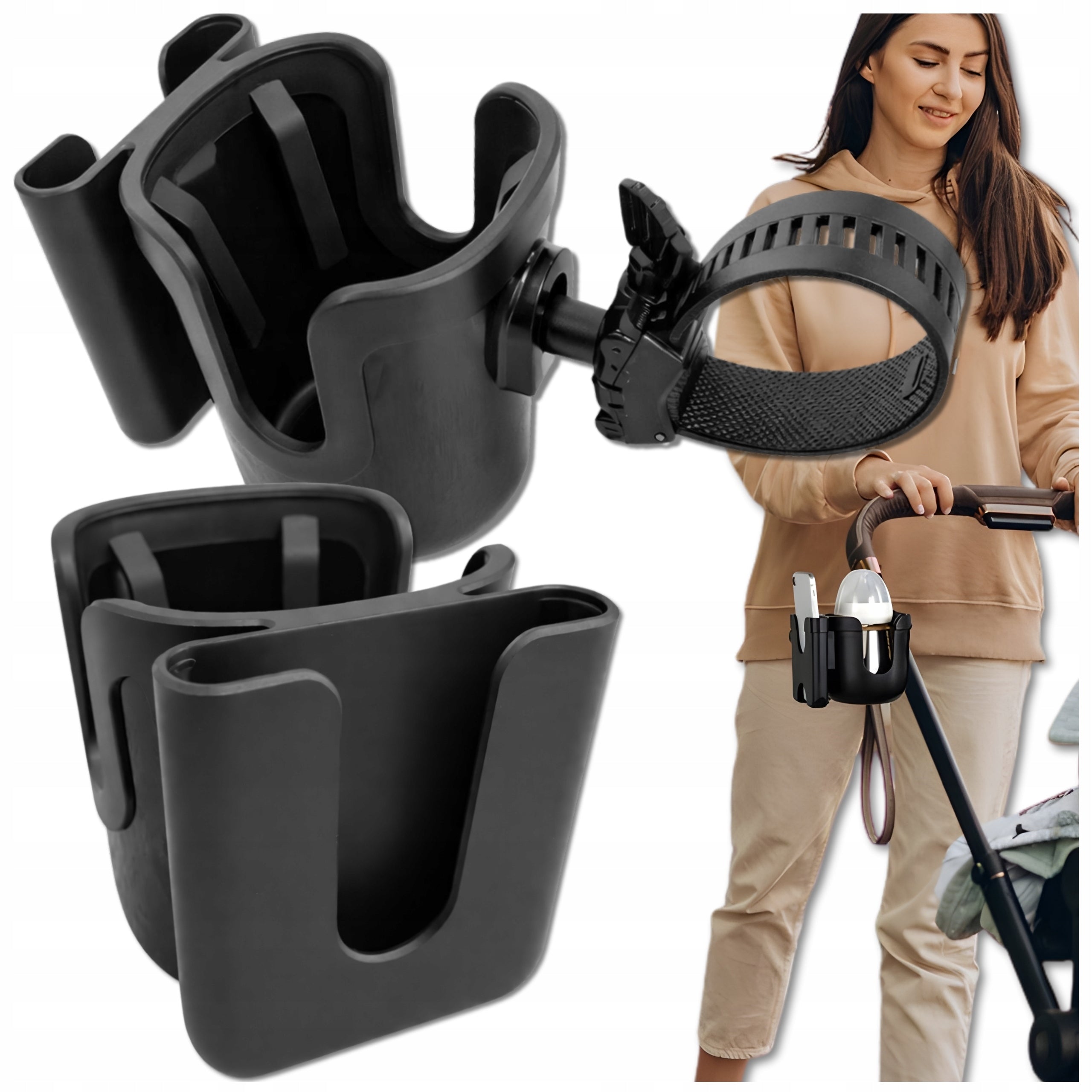 Trolley Holder Bottle Cup Universal Phone Black Bottle 2in1 Brand no brand