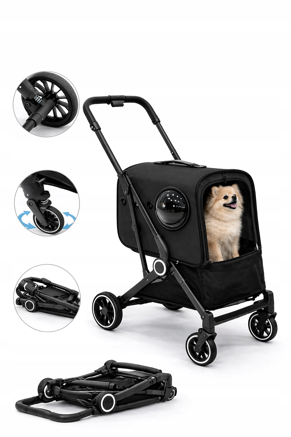 Trolley MUXI for Dog and Cat Detachable Transporter Folding Wheels 360° Brake
