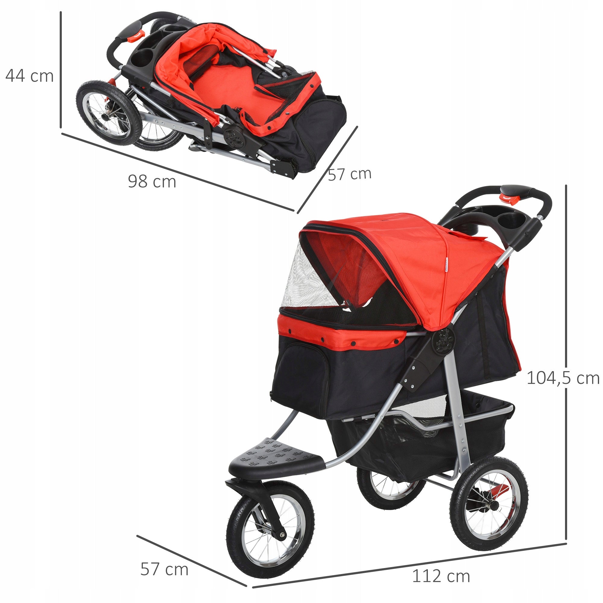 Trolley PawHut multicolor size. M 57 x 104,5 x 75 cm Manufacturer code D00-108RD