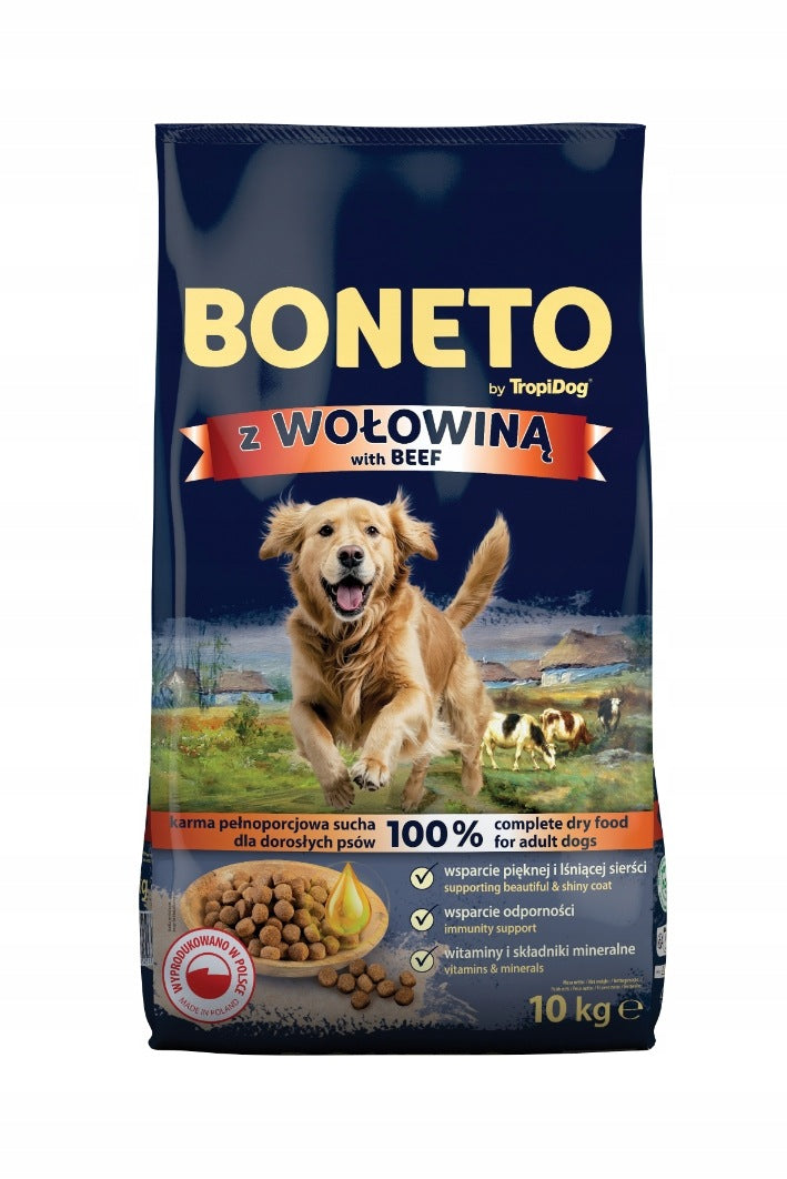 TropiDog Boneto Complete Dry Food for Adult Dogs 10kg Beef