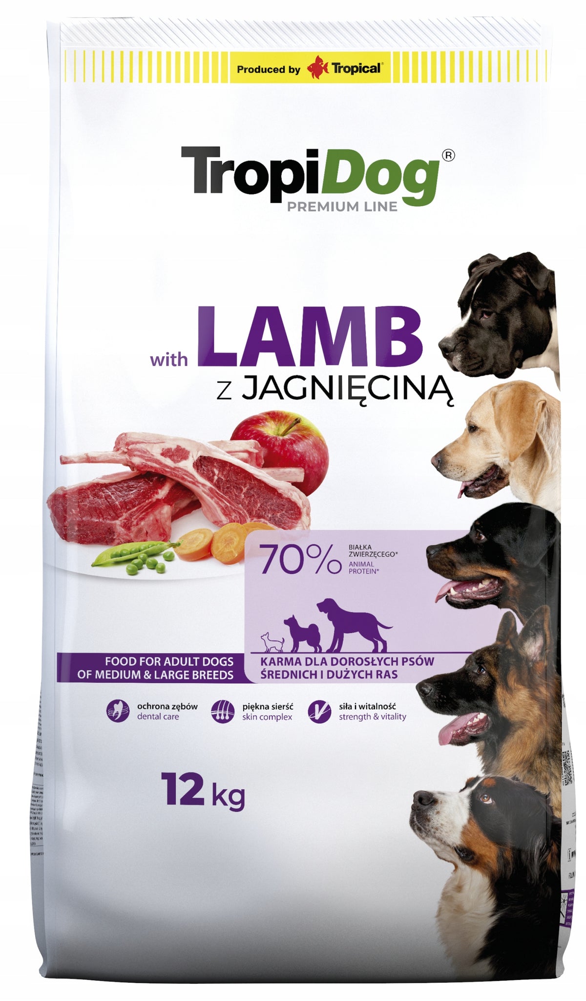TropiDog Premium Adult Lamb & Rice 12kg Medium & Large Breed Dog Food