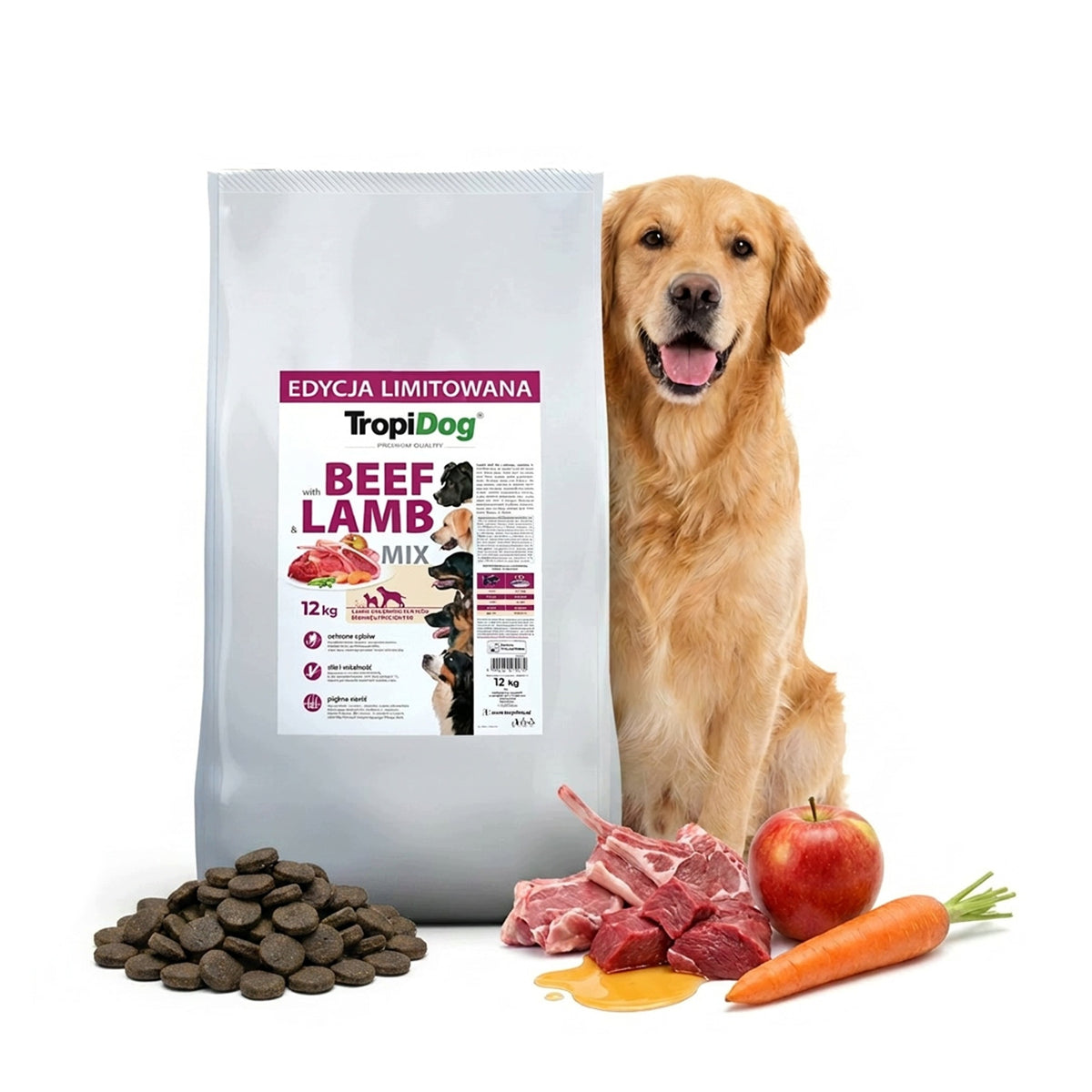 Tropidog MIX beef with lamb 12kg beef lamb medium and large breeds