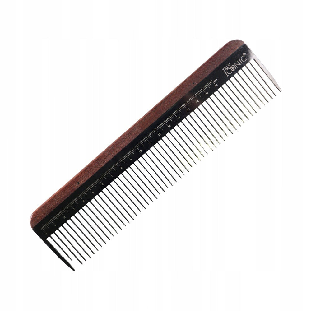 True Iconic Vella Measure Comb 22,5 cm - metal comb with measuring cup