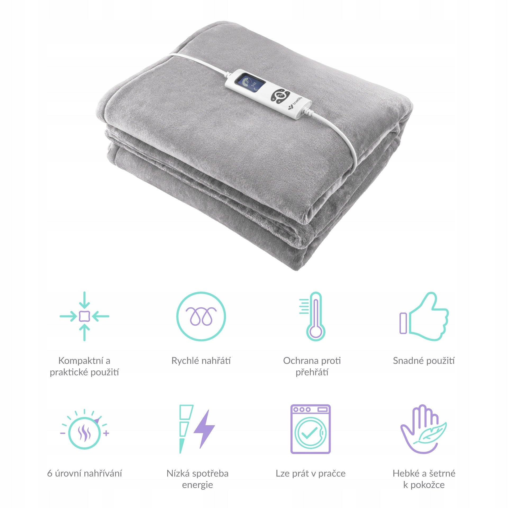 TrueLife HeatBlanket 1813 Color gray