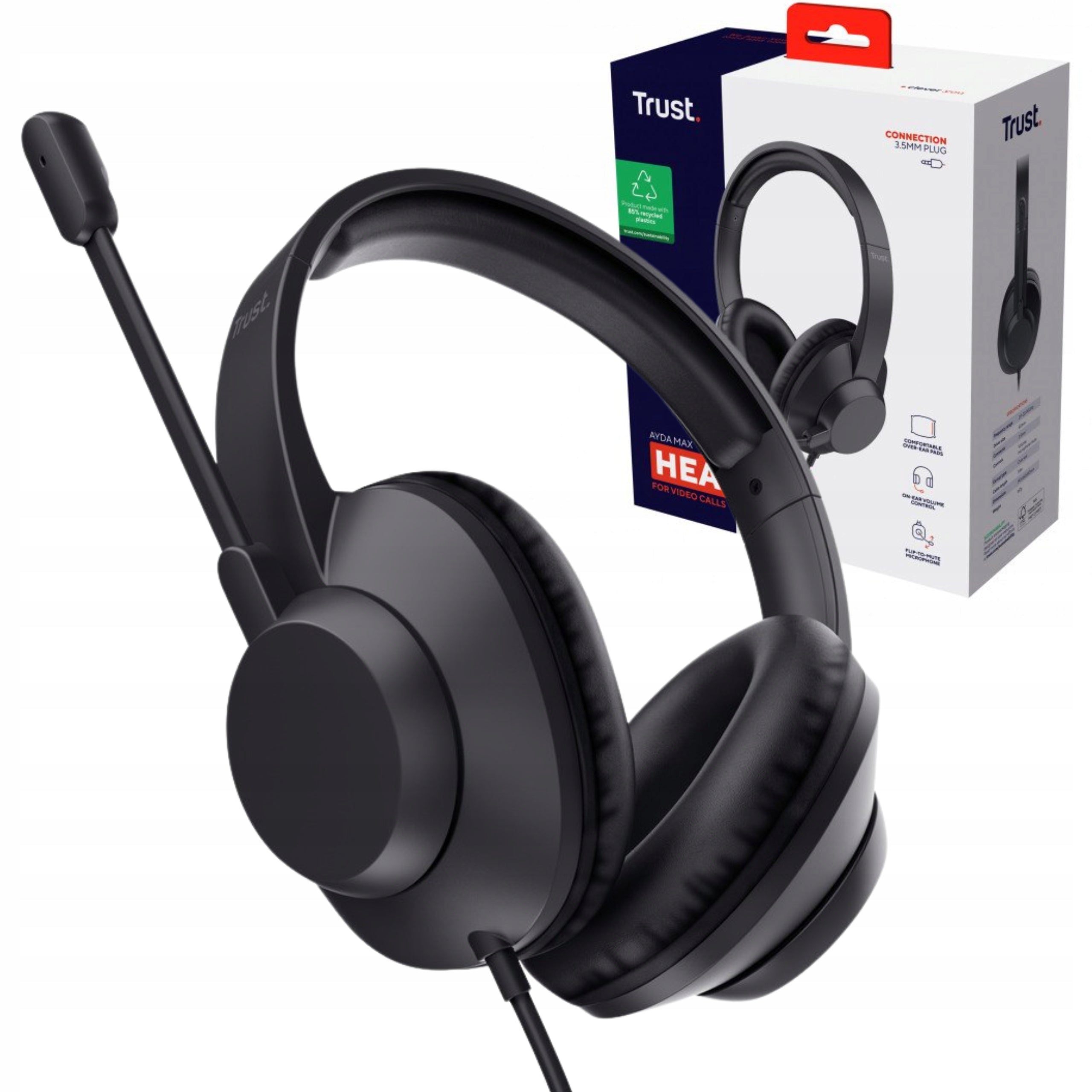 Trust Ayda Max USB Headphones with Stereo Microphone for Video Conferencing