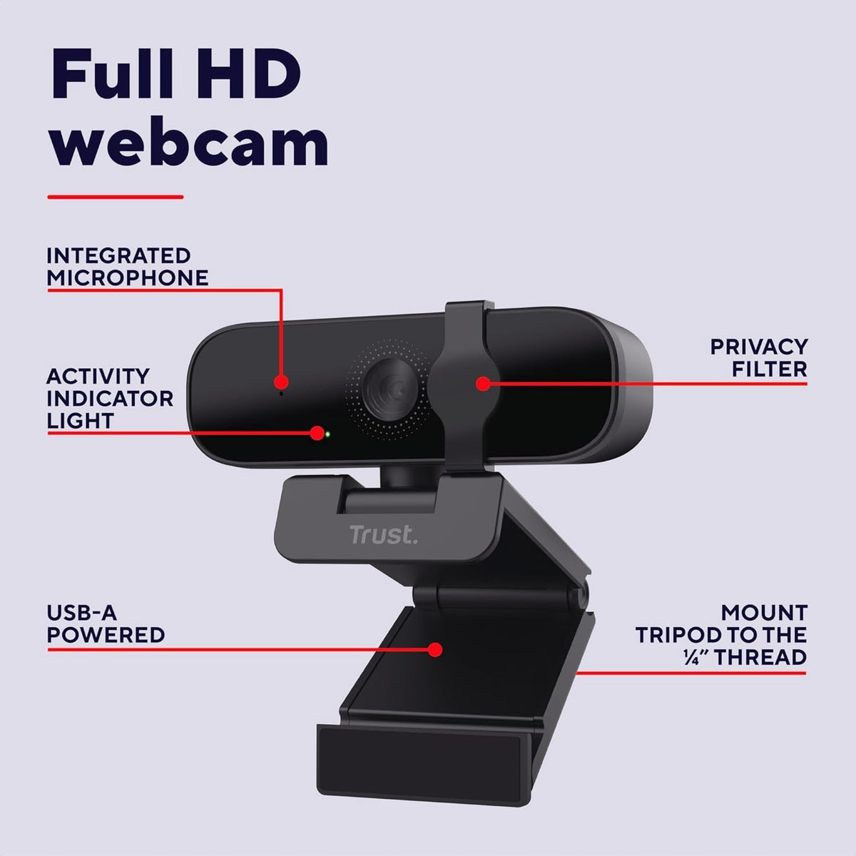 Trust Webcam Full HD microphone USB 1080p black Packaging status original