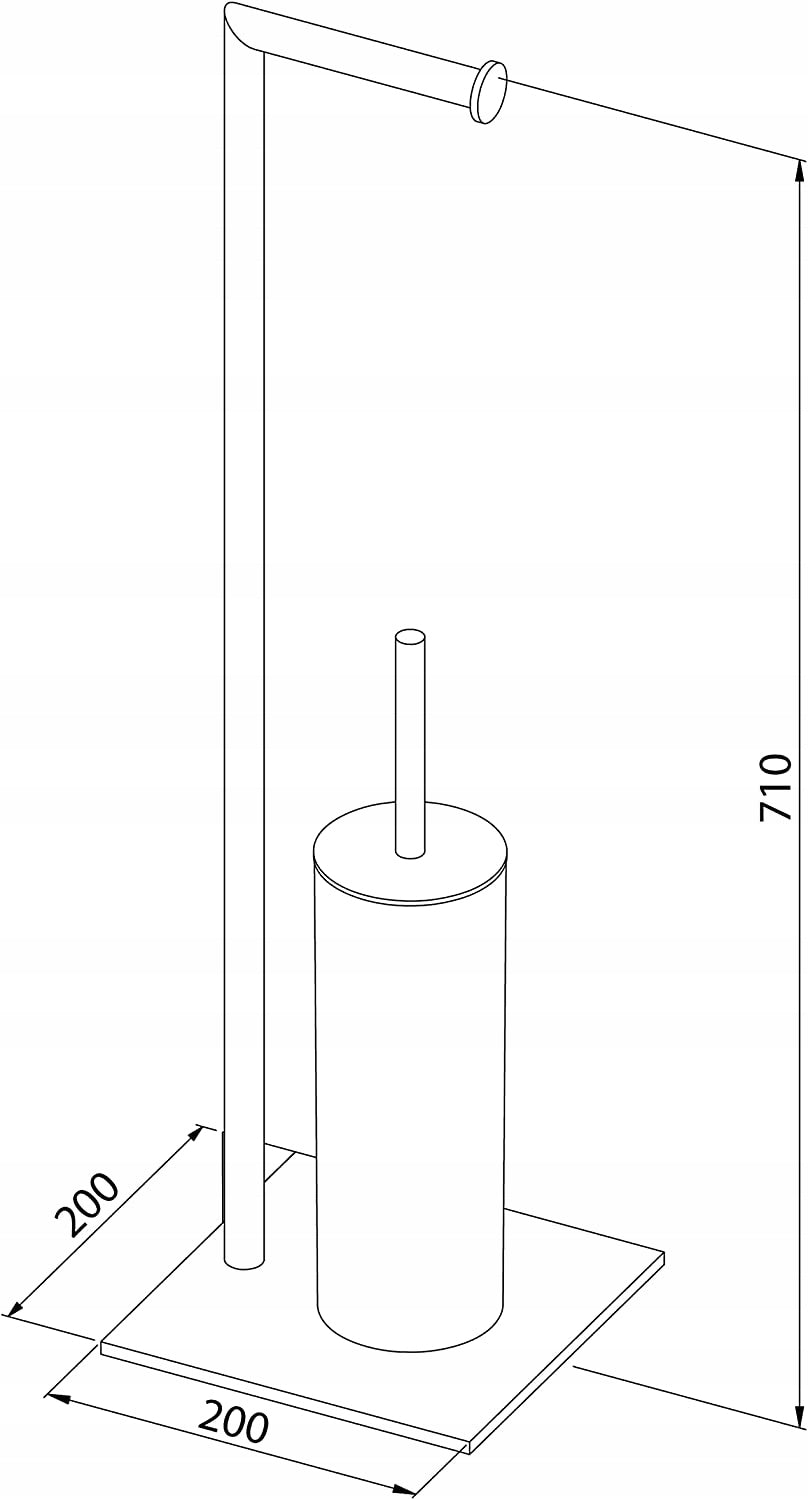 Tube Toilet paper holder + Chrome brush Product height 71 cm