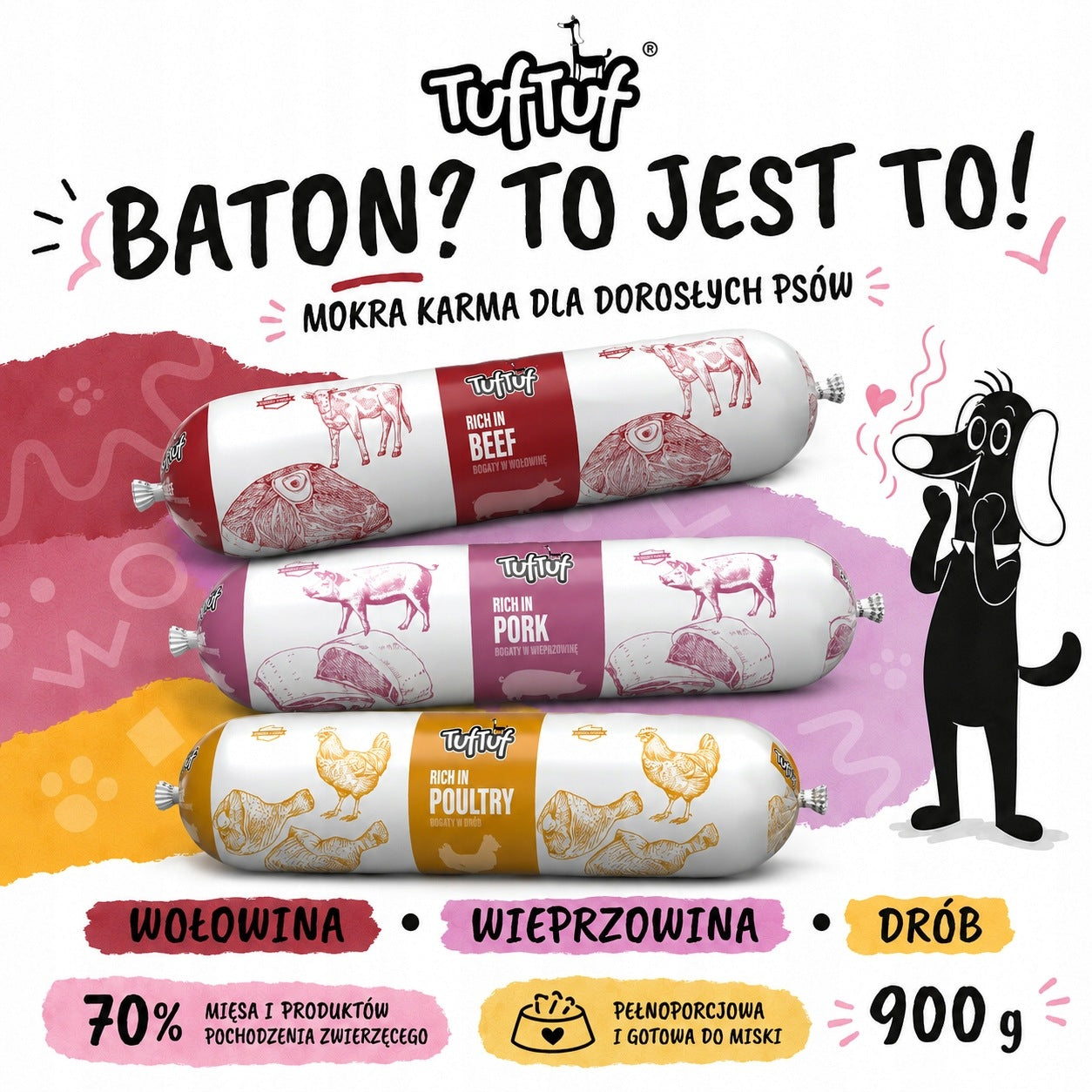 TufTuf Wet Dog Food Mix Flavours Bar 10x900g Complete Brand Tuf Tuf
