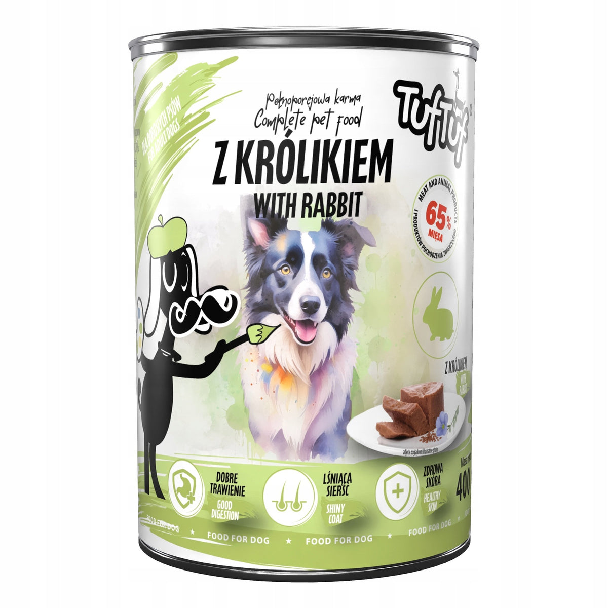 TufTuf Wet Dog Food Rabbit Can 400g Ground