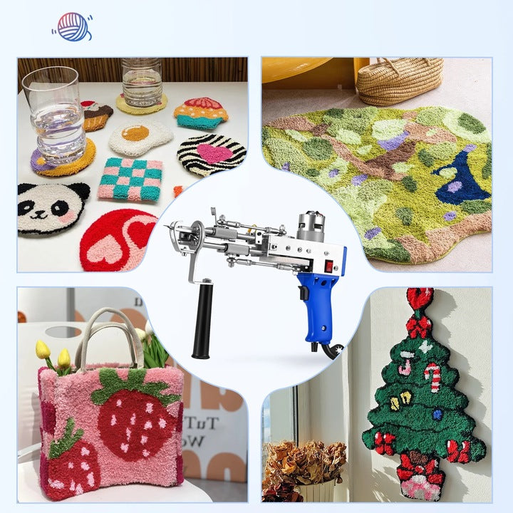 Tufting GUN Set (Pistolet + Machine) GUN MACHINE FABRIC TRIMMER YARN Hook swing