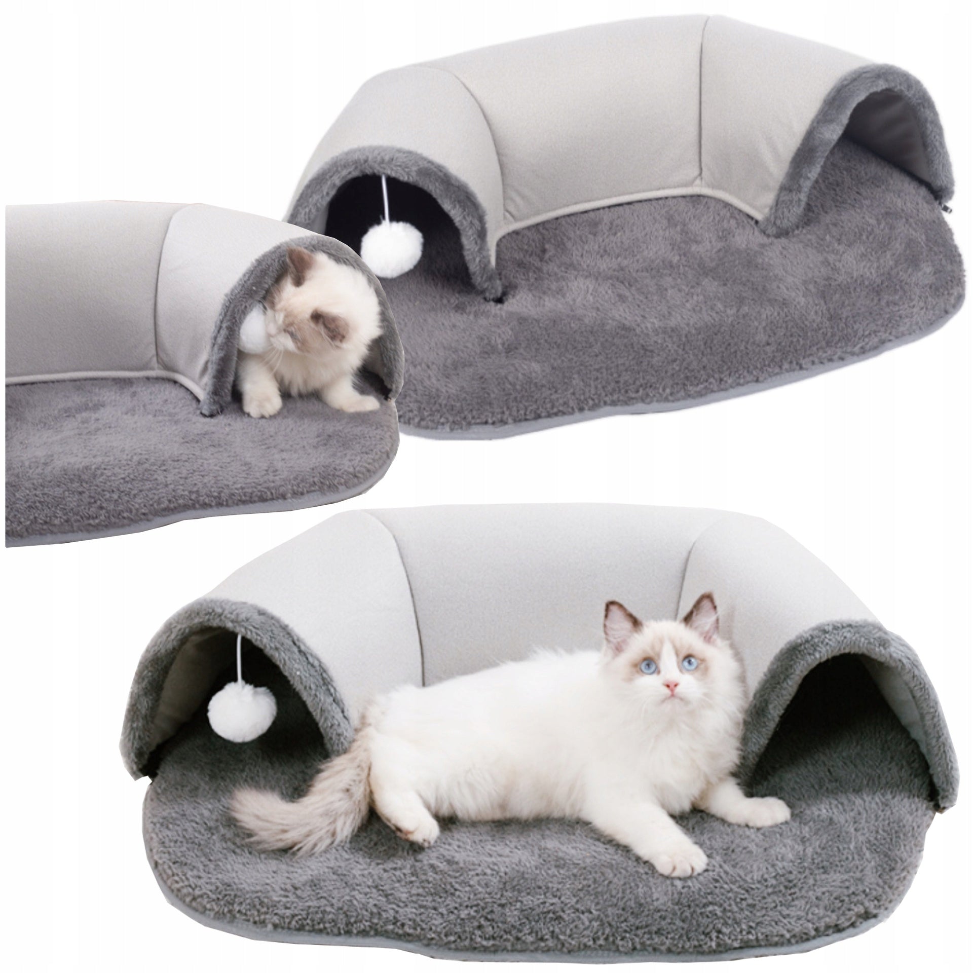 Tunnel bed play mat rustling with rabbit cat pendant