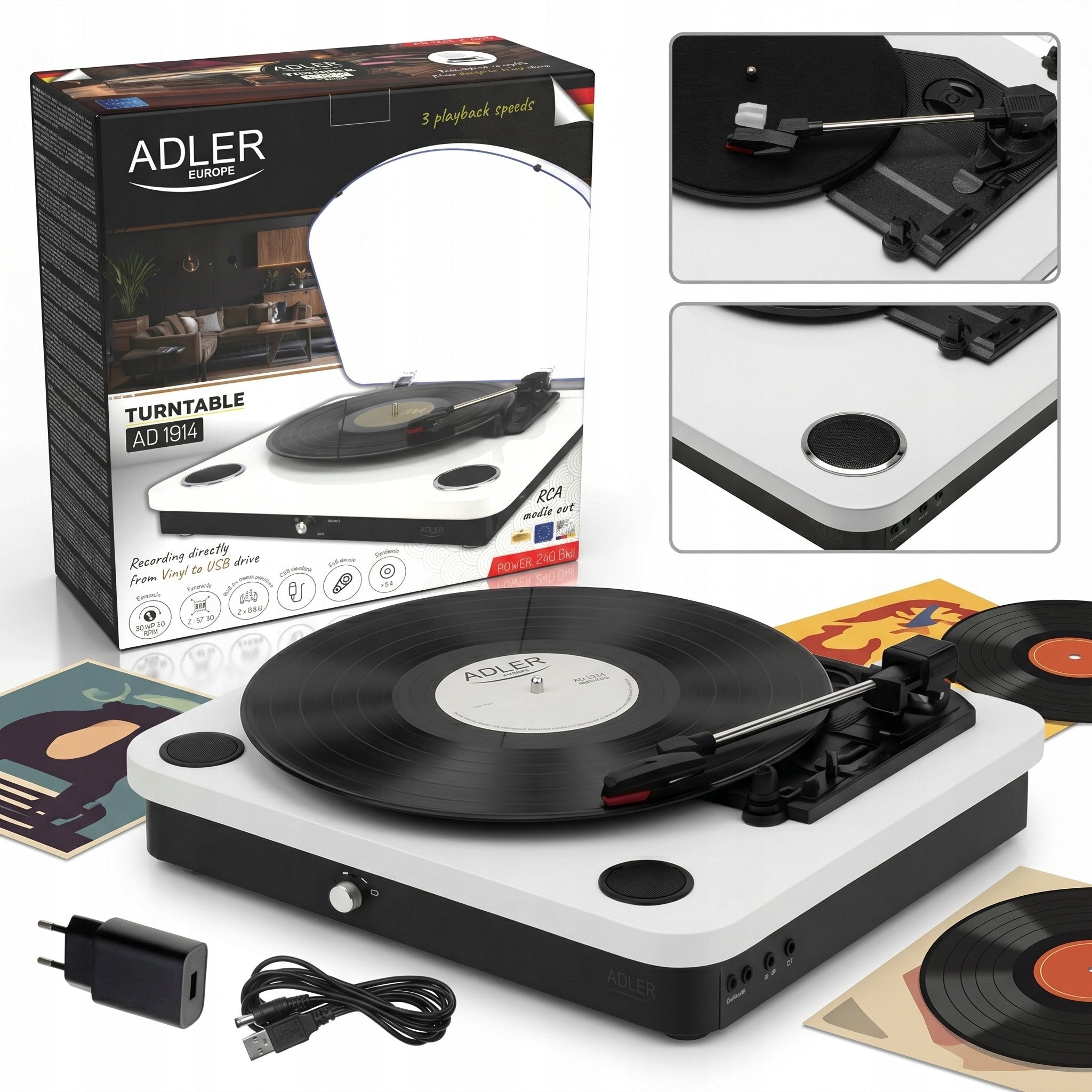 Turntable AUTOMATIC Recording from disc to USB Bluetooth 5.4 size. 7 10 12