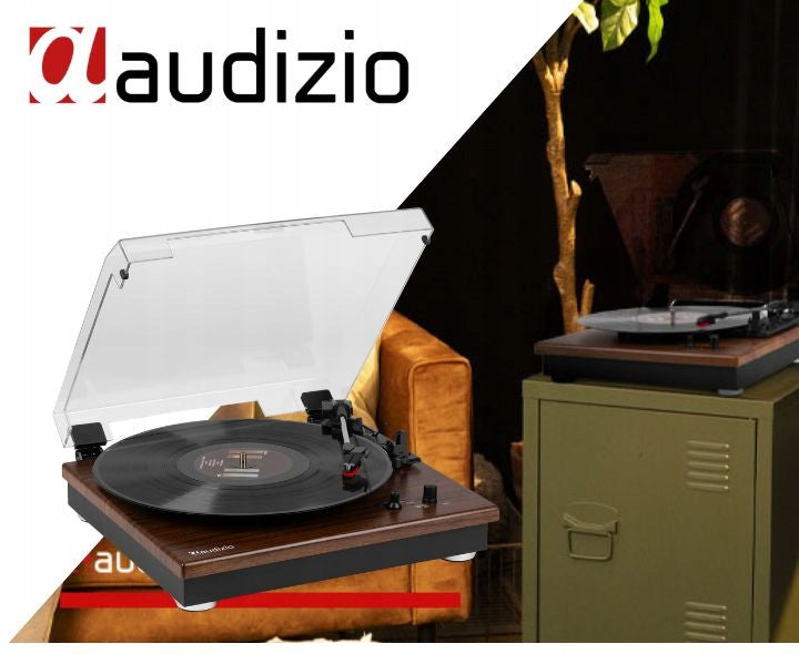 Turntable Audizio with BT input/output dark wood Packaging status original