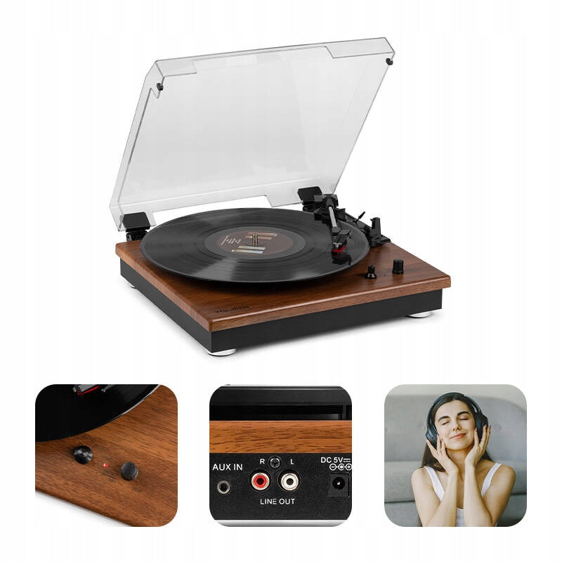 Turntable Audizio with BT input/output light wood