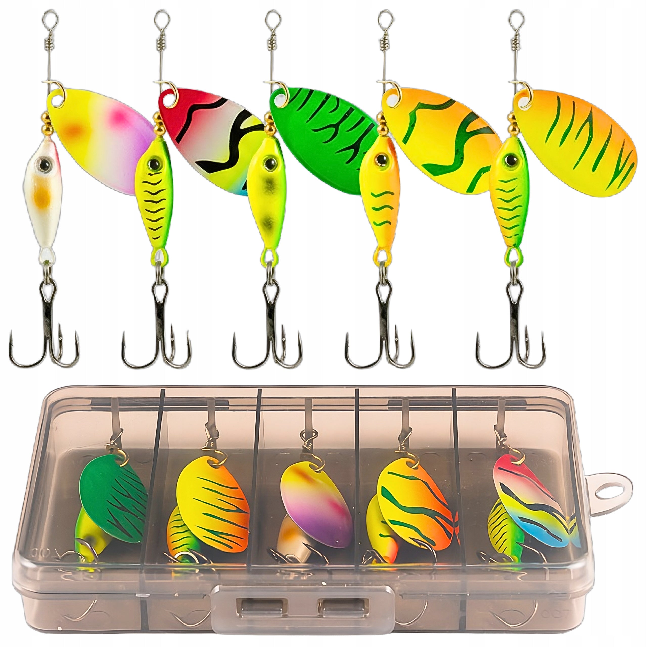 Turntable Spinners for Perch Trout 9g Set of 5pcs UV Spinning Lures