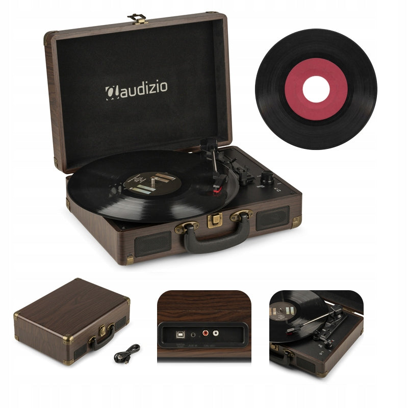 Turntable in case brown USB AUX RCA Audizio