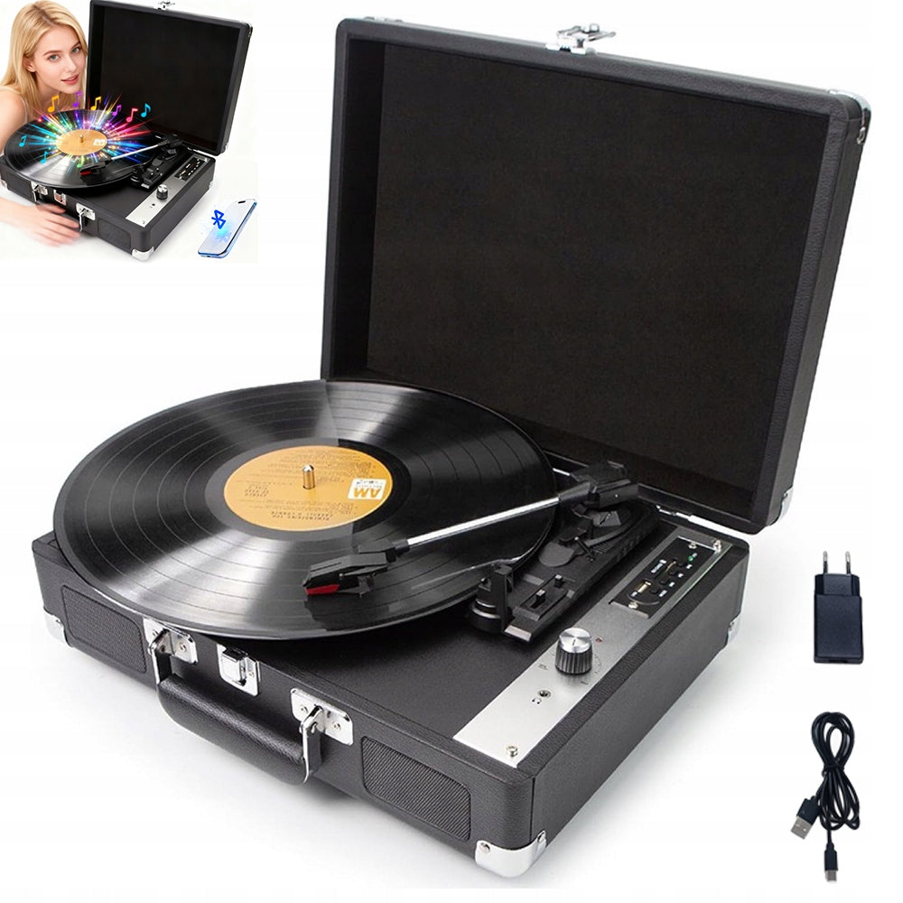 Turntable in case with stereo speakers conversion vinyl black Manufacturer code asc2uiuivuiaa