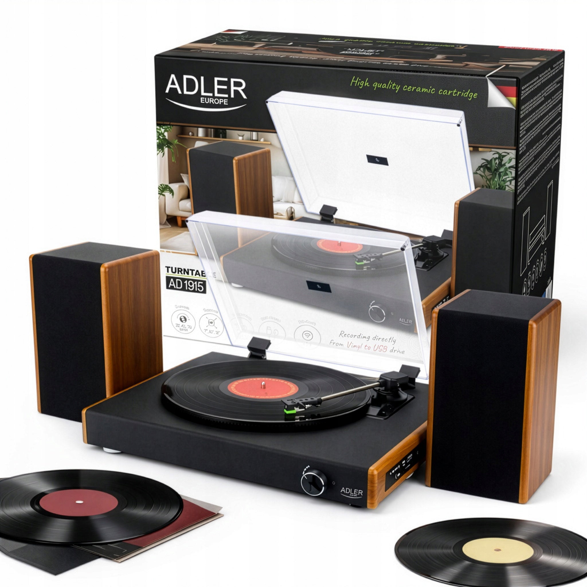 Turntable with Bluetooth Speakers USB Retro Recording to USB 3 Speeds