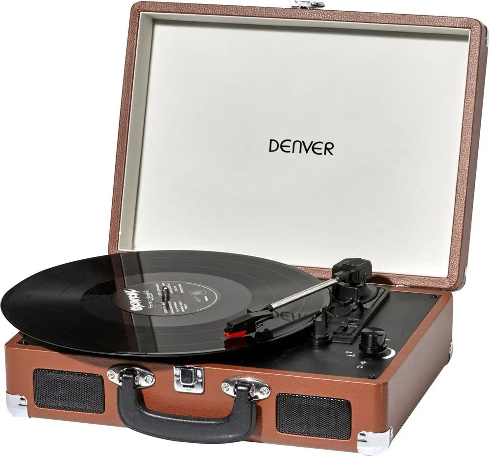 Turntable with built-in speakers Denver VPL-120 brown Case Suitcase