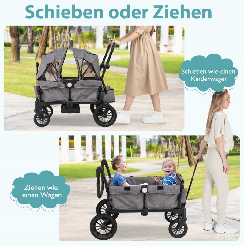 Twin Stroller 2 Person Stroller Folding Grey 2x25 kg, Beach Manufacturer code BC10302GR
