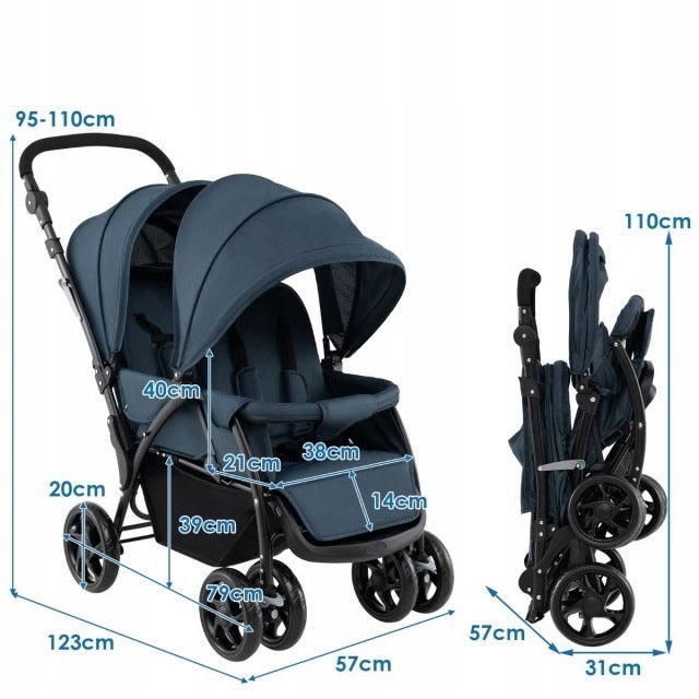 Twin Stroller Double Costway – Lightweight 14 kg, Folding Manufacturer code BC10248BL