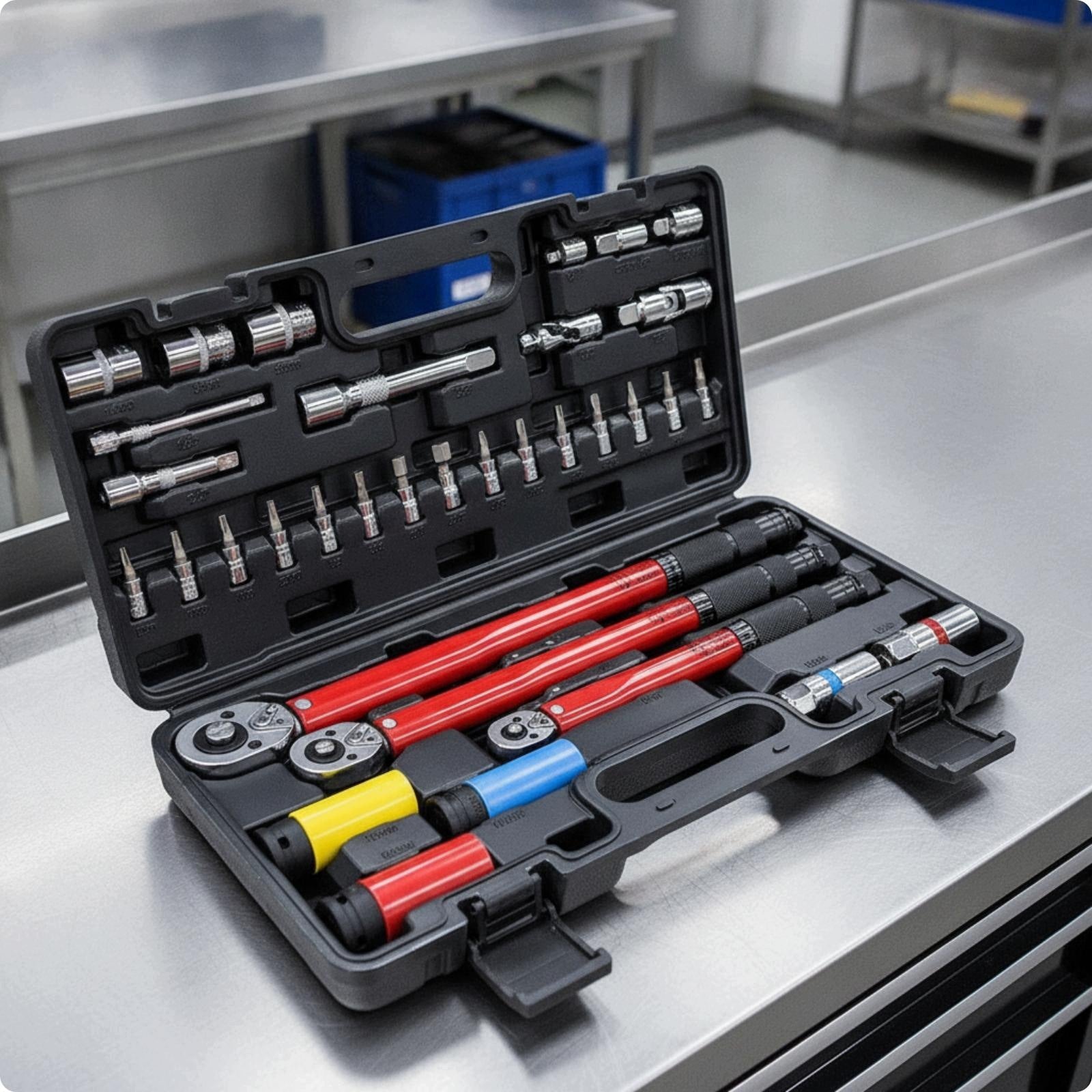 Twist Wrench Set with Sockets Pre Set Twist Wrench Kit Adjustable Ratchet