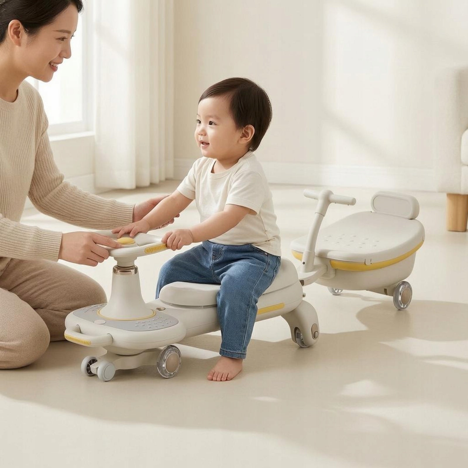 Twisted Push-Along Car Detachable Backrest Music and Light Push-Along Car For for kids