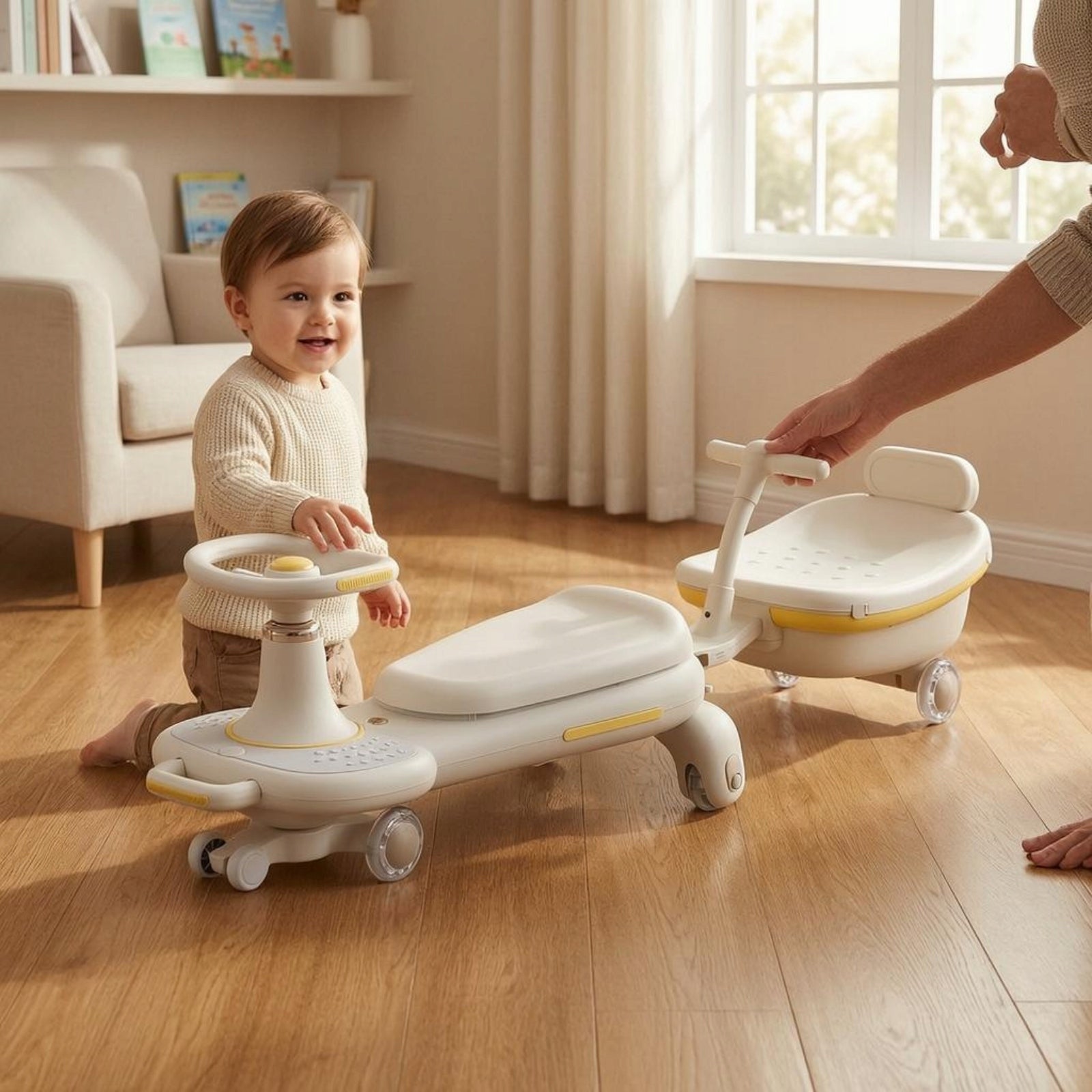 Twisted Push-Along Car Detachable Backrest Music and Light Push-Along Car Wheel size (") other