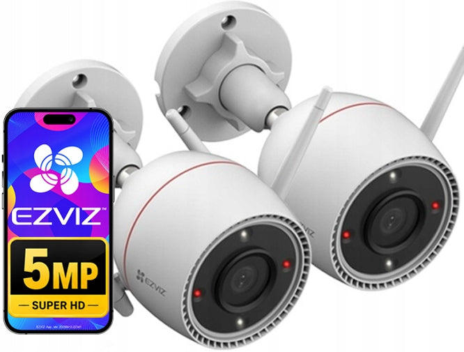 Two Cameras EZVIZ H3c 5MP WiFi Outdoor Color 24/7 Detection Deterrence