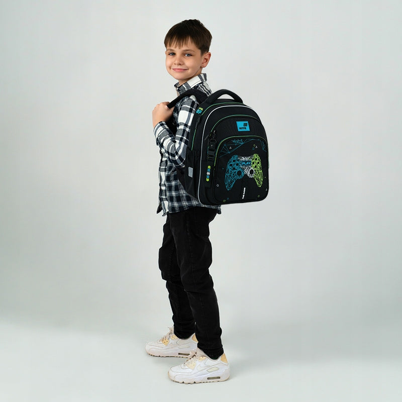 Two-chamber school backpack for boys chest strap stiffened Game Kite Packaging status original