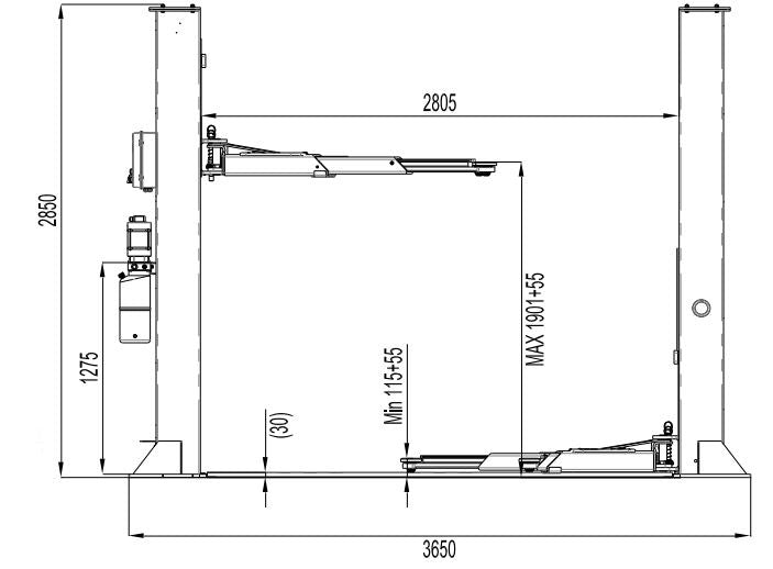 Two-column electrohydraulic workshop lift 5T INVENTO EL 250L Manufacturer code INVEL250L