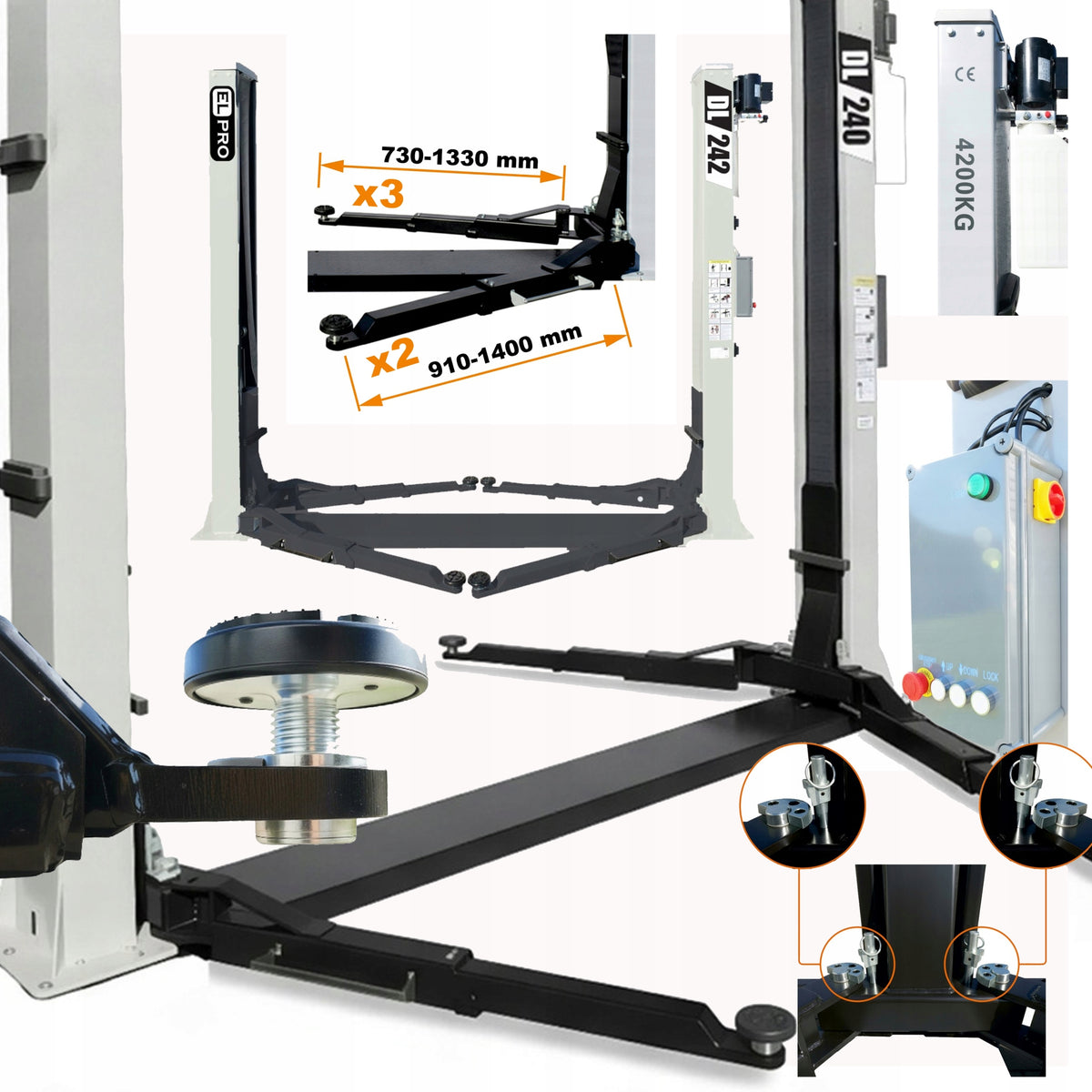 Two-column lift DL240 WORKSHOP 2-KOL AUTOMATIC LONG PAWS 4 T
