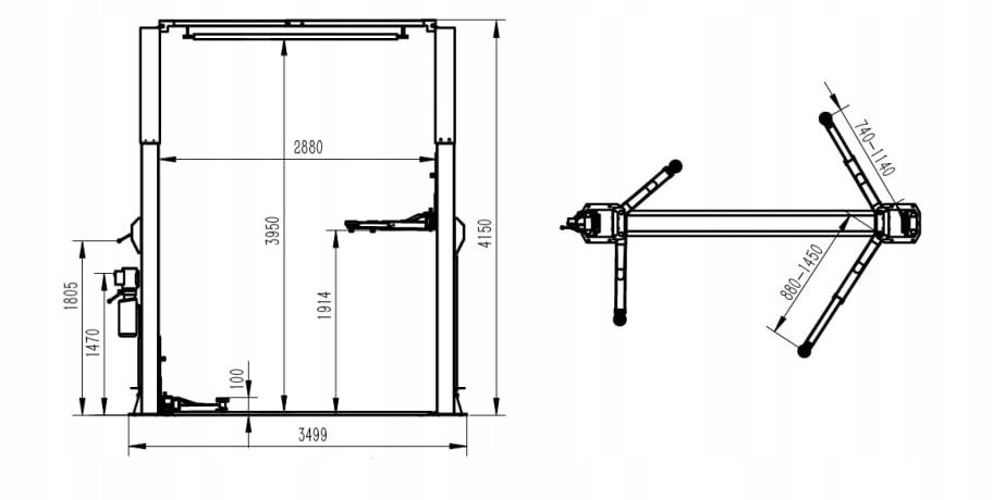 Two column semi-automatic lift 4t L-2140S SE Well Kraft 400 V Manufacturer code 008816