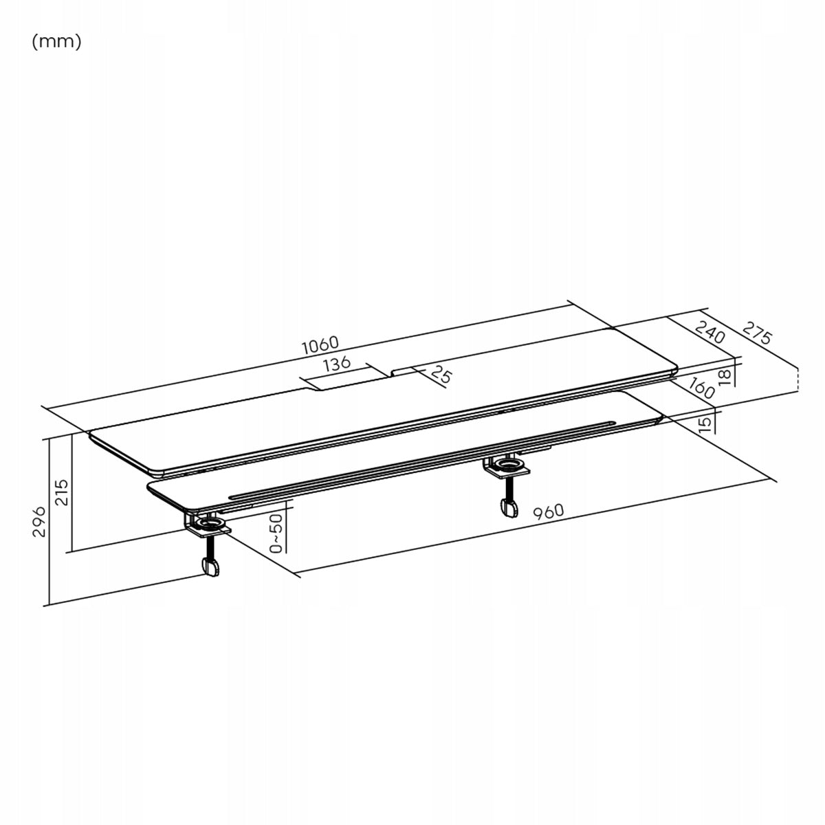 Two-level Desk Shelf 106cm 30kg Spacetronik extension organizer EAN (GTIN) 5903031058611