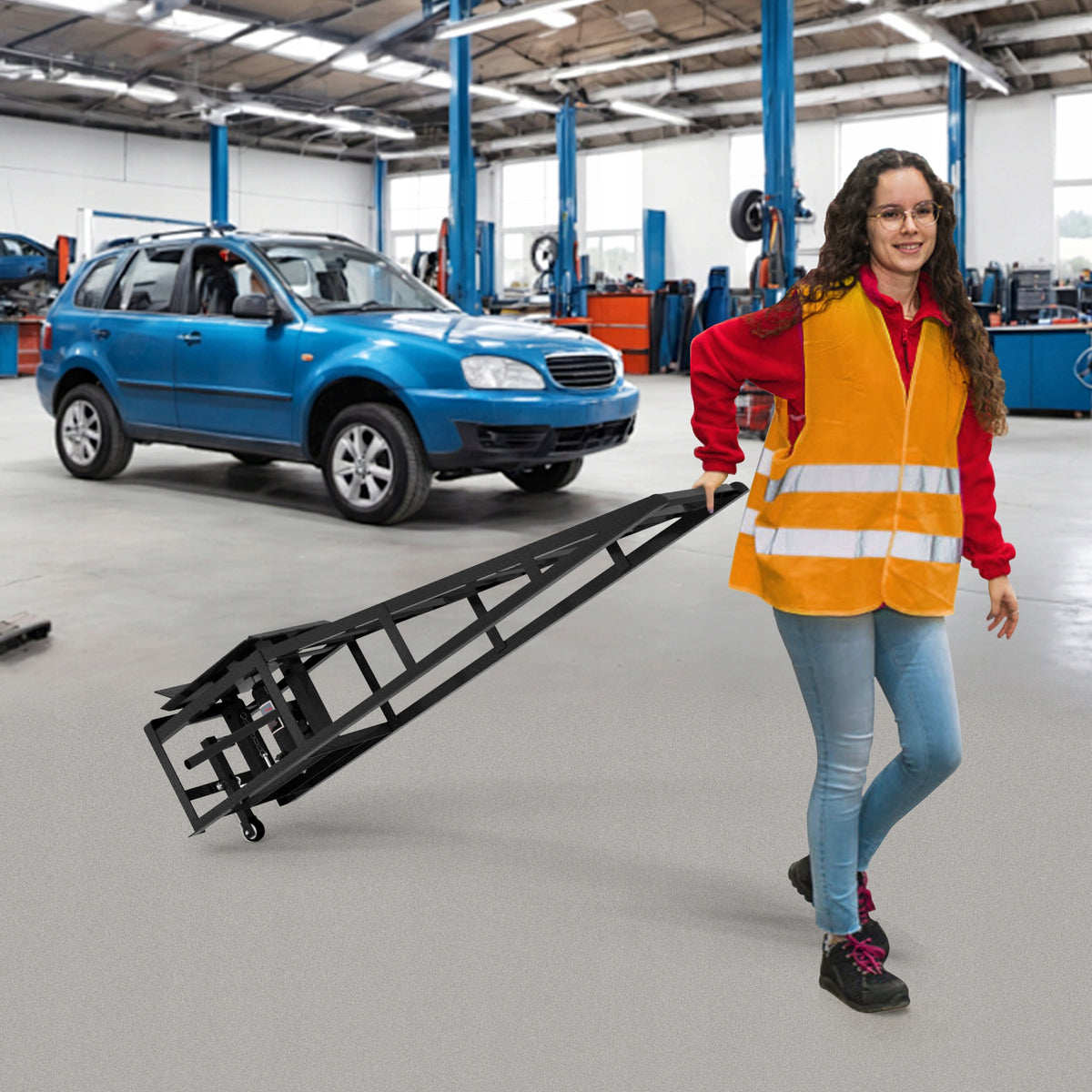 Two parts, 5 tons (11 065 lbs), heavy duty ramp, black. Brand no brand