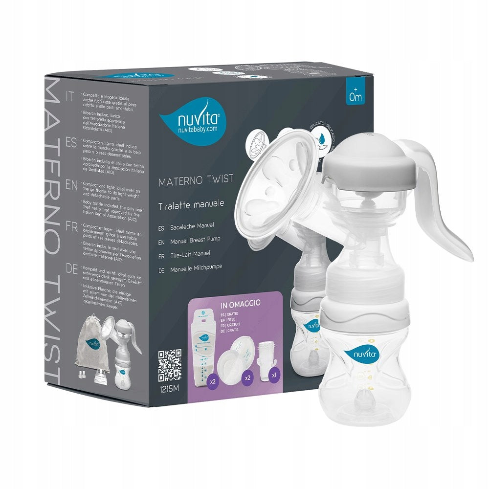 Two-phase Handheld Breast Pump Twist 270° Ergonomic Quiet + Nuvita Bottle