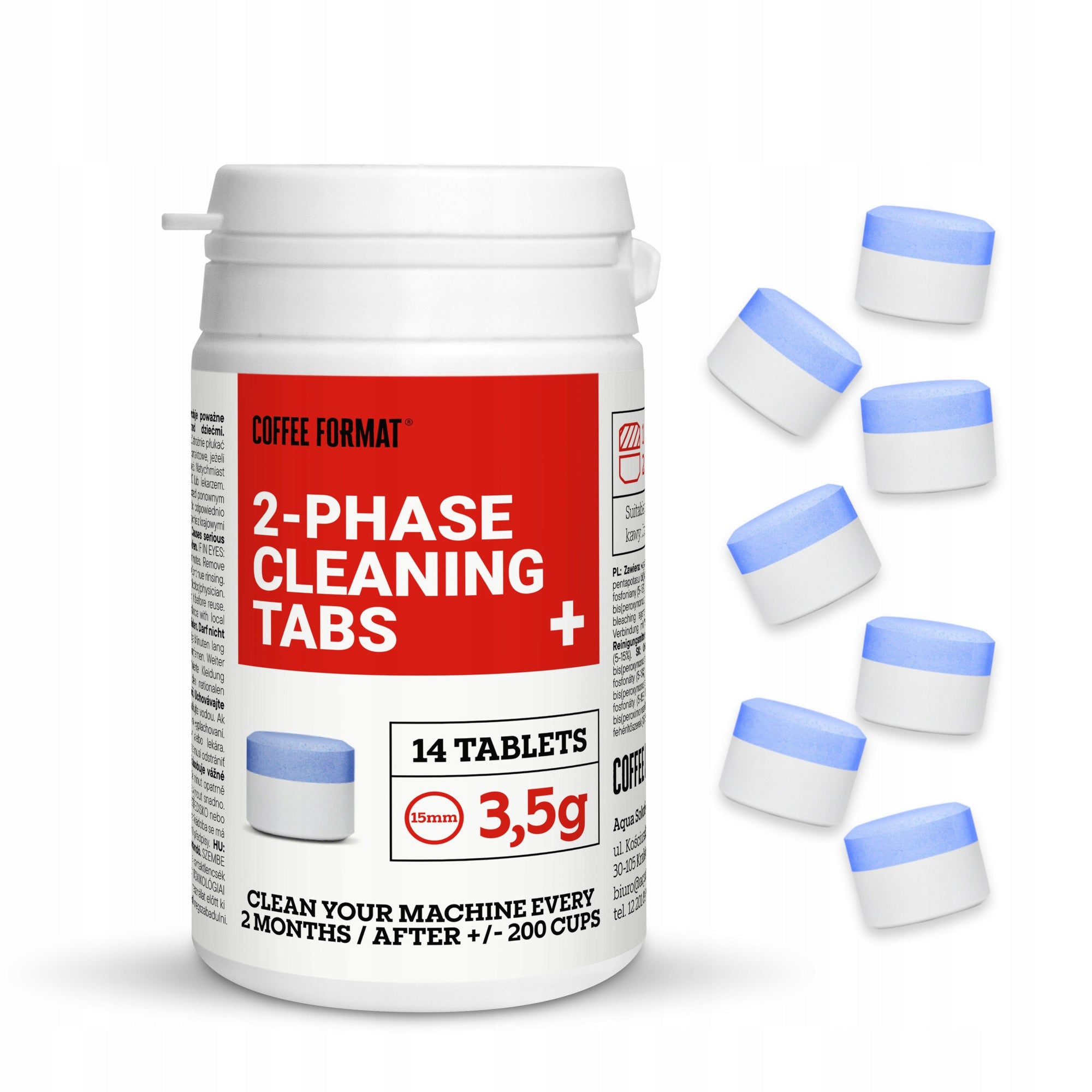 Two-phase tablets for Jura Coffee Format machines 14 pieces x 3,5g 2in1 Manufacturer code 2-PHASE CLEANING TABS+
