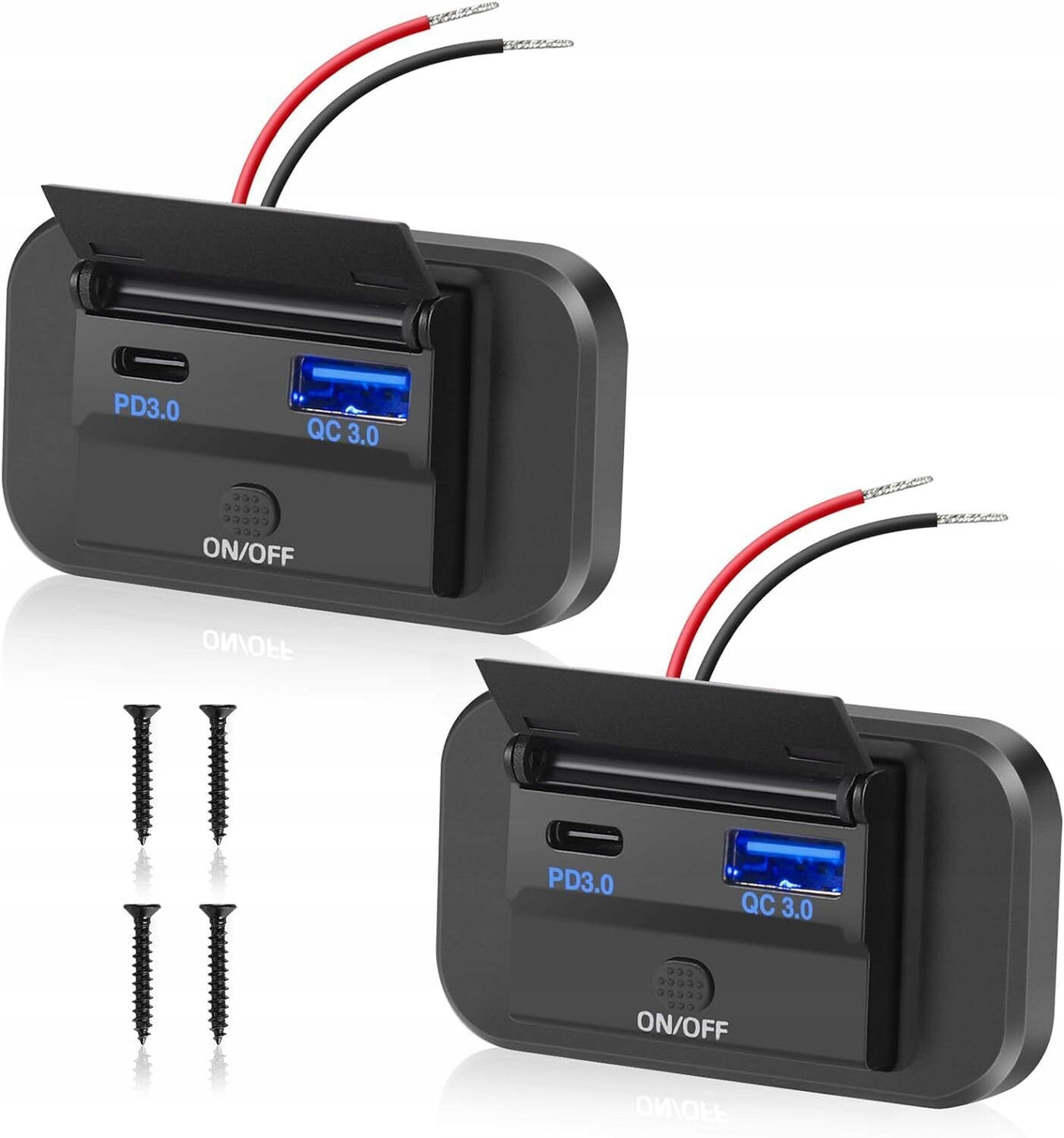Two-piece USB-C charging socket, 36W 12V car charger