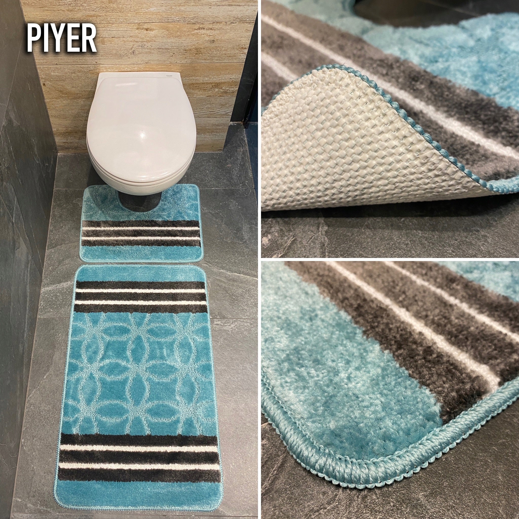 Two-piece soft bathroom rugs, fashionable mix Length 80 cm